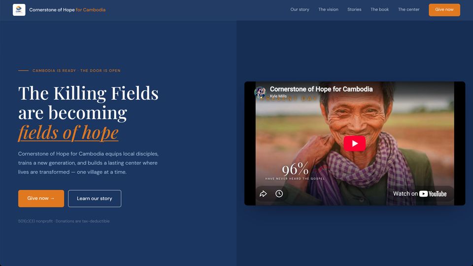 Cornerstone of Hope for Cambodia homepage